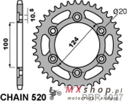 PBR ZĘBATKA TYLNA 1027 42 C45 DUCATI MONSTER 695/800 (JTR735.42) (ŁAŃC. 520)