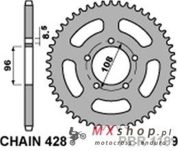 PBR ZĘBATKA TYLNA 1199 49 C45 MZ 125 RT/SM (ŁAŃC. 428)