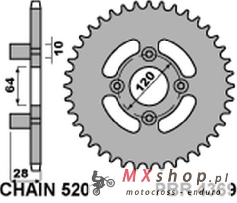 PBR ZĘBATKA TYLNA 4369 41 C45 HONDA AX1 250 (00-05) (ŁAŃC. 520) PBR ZĘBATKA TYLNA 4369 41 C45 HONDA AX1 250 (00-05) (ŁAŃC. 520)