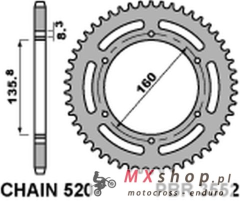 PBR ZĘBATKA TYLNA ALUMINIOWA (ERGAL) 3552 38 APRILIA ETX 125 '84 BMW G310 R '16-'20 (-2) (ŁAŃC. 520) KOLOR SREBRNY PBR ZĘBATKA TYLNA ALUMINIOWA (ERGAL) 3552 38 APRILIA ETX 125 '84 BMW G310 R '16-'20 (-2) (ŁAŃC. 520) KOLOR SREBRNY