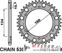 PBR ZĘBATKA TYLNA 4399 44 C45 CBR 900 RR`00-03, CBR 1000RR`06-15 (JTR1306.44) (ŁAŃC. 530) (+2)