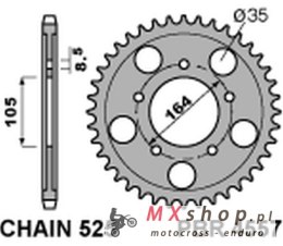 PBR ZĘBATKA TYLNA 4557 48 C45 GILERA GP 800 '09-'13, APRILIA SRV850 '12 (+1) (ŁAŃC. 525) (JTR-BRAK)
