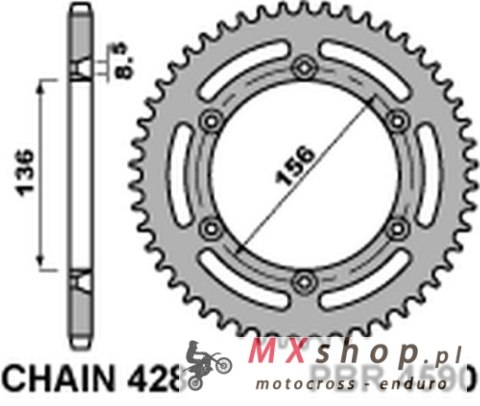 PBR ZĘBATKA TYLNA 4590 54 C45 HUSQVARNA TE 125 (4T) '10-'13 (ŁAŃC. 428) PBR ZĘBATKA TYLNA 4590 54 C45 HUSQVARNA TE 125 (4T) '10-'13 (ŁAŃC. 428)