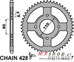 PBR ZĘBATKA TYLNA 4597 42 C45 HONDA CBF 125 09-14 (JTR1219.42) (ŁAŃC. 428)