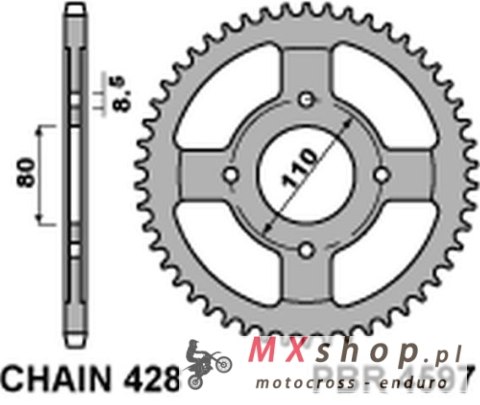 PBR ZĘBATKA TYLNA 4597 42 C45 HONDA CBF 125 09-14 (JTR1219.42) (ŁAŃC. 428) PBR ZĘBATKA TYLNA 4597 42 C45 HONDA CBF 125 09-14 (JTR1219.42) (ŁAŃC. 428)