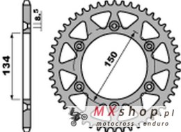 PBR ZĘBATKA TYLNA ALUMINIOWA (ERGAL) 489 47 C45 KAWASAKI KX/ KXF (ŁAŃC. 520)
