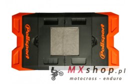 POLISPORT WYPRZEDAŻ MATA POD MOTOCYKL CROSS/ENDURO SKŁADANA PLASTIKOWA KOLOR POMARAŃCZOWY/CZARNY (Z POJEMNIKIEM NA ZUŻYTY OLEJ)
