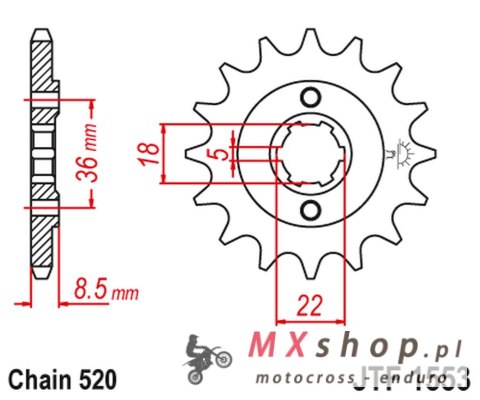 JT ZĘBATKA PRZEDNIA 2052 14 YAMAHA XT 250 TL (JAPAN) '83-84' SRX 250 '87' (205214JT) (ŁAŃC. 520) NA ZAMÓWIENIE JT ZĘBATKA PRZEDNIA 2052 14 YAMAHA XT 250 TL (JAPAN) '83-84' SRX 250 '87' (205214JT) (ŁAŃC. 520) NA ZAMÓWIENIE
