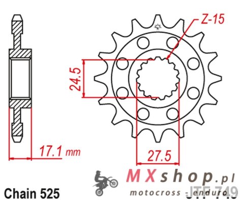 JT ZĘBATKA PRZEDNIA 2249 16 Z GUMĄ DUCATI PANIGALE 1199/1299 '12-'16 (224916JT) (ŁAŃC.525) JT ZĘBATKA PRZEDNIA 2249 16 Z GUMĄ DUCATI PANIGALE 1199/1299 '12-'16 (224916JT) (ŁAŃC.525)