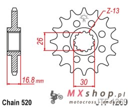JT ZĘBATKA PRZEDNIA 347M 15 HONDA CBR 600/900/929/954/1000, VTR 1000 SP1/2 (347M15JT) (ŁAŃC. 520) KONWERSJA