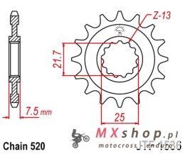 JT ZĘBATKA PRZEDNIA 585 14 KAWASAKI ZX-6R/RR '07-17, YAMAHA XTZ 750 '90-'98 (JTF1536.14)* (ŁAŃC. 520)