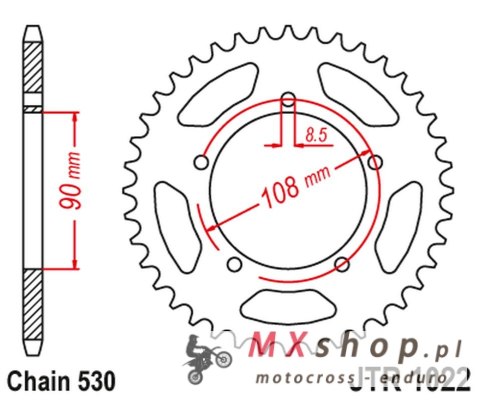 JT ZĘBATKA TYLNA 1022 42 DUCATI 500 DESMO/ SL '79-84'; 750 F1 '85-88'; 900 S2 '83-85' CAGIVA 350/650 ALAZZURRA SPORTS '85-88' (1 JT ZĘBATKA TYLNA 1022 42 DUCATI 500 DESMO/ SL '79-84'; 750 F1 '85-88'; 900 S2 '83-85' CAGIVA 350/650 ALAZZURRA SPORTS '85-88' (1