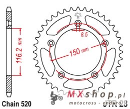 JT ZĘBATKA TYLNA 4329 42 APRILIA RS 250 '95-04' (432942JT) (ŁAŃC.520)