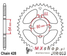 JT ZĘBATKA TYLNA 838 31 YAMAHA RS 125 '75, (83831JT) (ŁAŃC. 428)