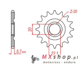 MTX PARTS ZĘBATKA PRZEDNIA 2103 13 YAMAHA YZF 250 '01-'17, WR 250F '01-'17 (JTF1590.13) (ŁAŃC. 520)