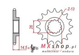 MTX PARTS ZĘBATKA PRZEDNIA 340 13 HONDA CR 125 '87-'03 (JTF326.13) (ŁAŃC. 520)