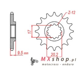 MTX PARTS ZĘBATKA PRZEDNIA 7005 14 KTM SX 65 '98-'18 (JTF1906.14) (ŁAŃC. 420)