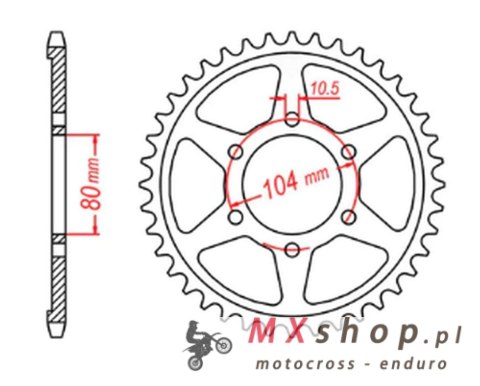MTX PARTS ZĘBATKA TYLNA 4542 41 KAWASAKI ZZR 1400 (06-10) (ŁAŃC. 530) (JTR1493.41) MTX PARTS ZĘBATKA TYLNA 4542 41 KAWASAKI ZZR 1400 (06-10) (ŁAŃC. 530) (JTR1493.41)
