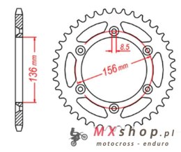 MTX PARTS ZĘBATKA TYLNA 702 45 HUSQVARNA TE 410 '99-'00, TE 610 '99-'09, SMR 450/630 '03-'04, SUZUKI DR 350 '90-'03 (JTR822.45) 