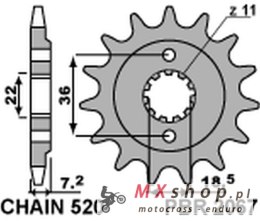 PBR ZĘBATKA PRZEDNIA 2067 14 18NC HONDA CRF 250L '13-'20 (JTF1321.14) (MOŻNA STOSOWAĆ JAKO 2506 14 ORAZ 2261 14) (ŁAŃC. 520) (ST