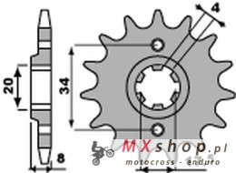 PBR ZĘBATKA PRZEDNIA 328 14 HONDA NSR 125R '93-'02, VT 125 C '99-'07, XL 125V VARADERO '01-'13 (JTF327.14) (ŁAŃC. 520) (27914JT)