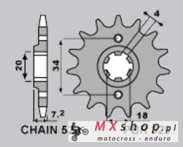 PBR ZĘBATKA PRZEDNIA 329 14 18NC AJP PR3 200 ENDURO '09-'15, HONDA CA 125 REBEL '95-'01, MBX 125F '84-'85, MTX 125R '83-'94, NS 
