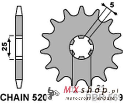 PBR ZĘBATKA PRZEDNIA 569 14 KAWASAKI KX 250 '87-'98, YAMAHA YZ 250 '77-'98 (JTF569.14) (ŁAŃC. 520) (56914JT) PBR ZĘBATKA PRZEDNIA 569 14 KAWASAKI KX 250 '87-'98, YAMAHA YZ 250 '77-'98 (JTF569.14) (ŁAŃC. 520) (56914JT)