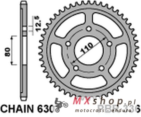 PBR ZĘBATKA TYLNA 336 35 C45 HONDA CBX 1000 (79-80) (SC03) (ŁAŃC. 630) PBR ZĘBATKA TYLNA 336 35 C45 HONDA CBX 1000 (79-80) (SC03) (ŁAŃC. 630)