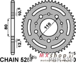 PBR ZĘBATKA TYLNA 4350 43 C45 HONDA CB 500 '94-'03, CB 750 '91-'03, VT 600 SHADOW '90-'04 (JTR1332.43) (ŁAŃC. 525)