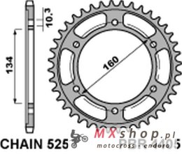 PBR ZĘBATKA TYLNA 4405 43 C45 HONDA CBR 600RR '03-'15, CBR 600F '01-'19, CBR 1000RR '17-'20 (JTR1307.43) (ŁAŃC. 525) = JTR1317.4