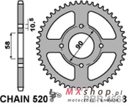PBR ZĘBATKA TYLNA 4668 45 C45 KTM 125 DUKE 11-13 (JTR273.45) (ZAMIENNA Z 279 45) (ŁAŃC. 520) (OTWÓR 8,5MM)