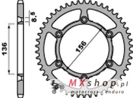 PBR ZĘBATKA TYLNA 820 53 C45 HUSQVARNA SM/SMS 630 '10-'11, SUZUKI DR 250/350 '90-'95 (JTR822.53) (ŁAŃC. 520)