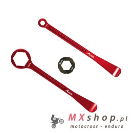 ACCEL KOMPLET ŁYŻEK DO OPON ALU KUTE Z KLUCZAMI OCZKOWYMI 32, 22, 12, 10 MM KOLOR CZERWONY