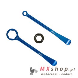 ACCEL KOMPLET ŁYŻEK DO OPON ALU KUTE Z KLUCZAMI OCZKOWYMI 32, 22, 12, 10 MM KOLOR NIEBIESKI