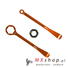 ACCEL KOMPLET ŁYŻEK DO OPON ALU KUTE Z KLUCZAMI OCZKOWYMI 32, 22, 12, 10 MM KOLOR POMARANCZOWY
