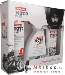 AUTOLAND MOTOCARE ZESTAW PREZENTOWY DLA MOTOCYKLISTY (DO CZYSZCZENIA ŁAŃCUCHA 500ML, DO CZYSZCZENIA MOTOCYKLA 500ML, DO CHROMU I