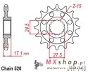 JT ZĘBATKA PRZEDNIA 2250 15 Z GUMĄ DUCATI 899 PANIGALE '14-'15, 959 PANIGALE '16-'19, (1199 PANIGALE '12-'17 KONWERSJA NA ŁAŃC. 