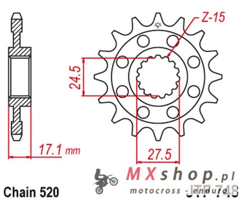 JT ZĘBATKA PRZEDNIA 2250 15 Z GUMĄ DUCATI 899 PANIGALE '14-'15, 959 PANIGALE '16-'19, (1199 PANIGALE '12-'17 KONWERSJA NA ŁAŃC. JT ZĘBATKA PRZEDNIA 2250 15 Z GUMĄ DUCATI 899 PANIGALE '14-'15, 959 PANIGALE '16-'19, (1199 PANIGALE '12-'17 KONWERSJA NA ŁAŃC.