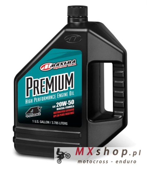 MAXIMA RACING OILS OLEJ SILNIKOWY MINERALNY PREMIUM 20W50 3.785 LITRY (4) (AKC) MAXIMA RACING OILS OLEJ SILNIKOWY MINERALNY PREMIUM 20W50 3.785 LITRY (4) (AKC)