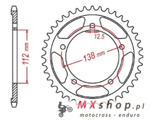 MTX PARTS ZĘBATKA TYLNA 4384 43 HONDA NC 700/750S '12-'19, NC 700/750X '12-'19 (JTR1316.43) (ŁAŃC. 520) MTX PARTS ZĘBATKA TYLNA 4384 43 HONDA NC 700/750S '12-'19, NC 700/750X '12-'19 (JTR1316.43) (ŁAŃC. 520)