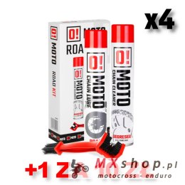 OMOTO ZESTAW 4+1 DO CZYSZCZENIA I SMAROWANIA ŁAŃCUCHA ROAD O! CHAIN CARE AND PROTECTION 2+1 ZESTAW Z SZCZOTKĄ (2 X 750ML) (O!MOT