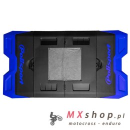 POLISPORT WYPRZEDAŻ MATA POD MOTOCYKL CROSS/ENDURO SKŁADANA PLASTIKOWA KOLOR NIEBIESKO CZARNY (Z POJEMNIKIEM NA ZUŻYTY OLEJ)