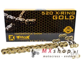 PROX ŁAŃCUCH NAPĘDOWY 520 X-RING GOLD 120 OGNIW KOLOR ZŁOTY (OTWARTY + ZAPINKA) (37,8KN)