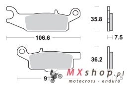 SBS KLOCKI HAMULCOWE KH444 OFF-ROAD SINTER YAMAHA YFM 550 GRIZZLY '09-'16, YFM 700 '07-'17, YFM 250 RAPTOR '09-'14 KOLOR ZŁOTY