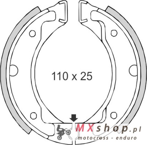 BRENTA SZCZĘKI HAMULCOWE YAMAHA DT50MX/R DT80 PW80 SR125 (110x25) (FT 0304) BRENTA SZCZĘKI HAMULCOWE YAMAHA DT50MX/R DT80 PW80 SR125 (110x25) (FT 0304)