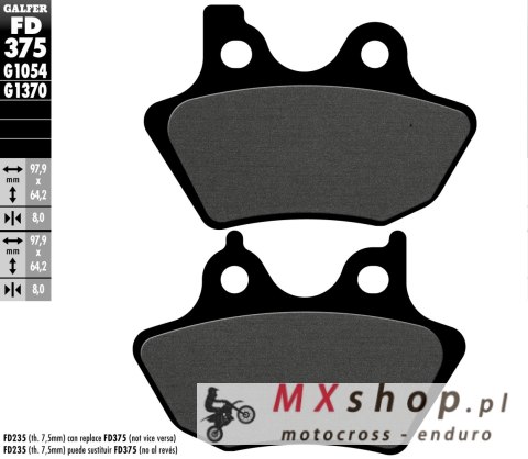 GALFER KLOCKI HAMULCOWE KH400 PÓŁMETALICZNE HARLEY DAVIDSON GALFER KLOCKI HAMULCOWE KH400 PÓŁMETALICZNE HARLEY DAVIDSON