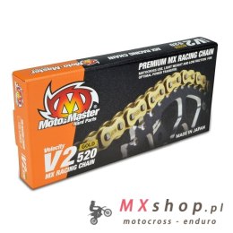 MOTO-MASTER ŁAŃCUCH NAPĘDOWY V2-428G MX RACING GOLD CHAIN REGULAR KOLOR ZŁOTY (130 OGNIW, ZAPINKA W ZESTAWIE)