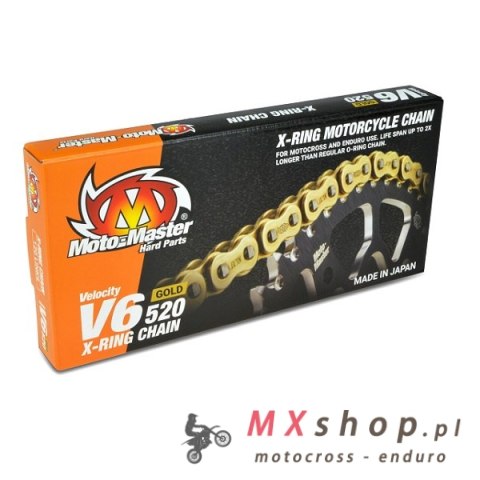 MOTO-MASTER ŁAŃCUCH NAPĘDOWY V6-520G X-RING GOLD CHAIN ŁAŃCUCH NAPĘDOWY KOLOR ZŁOTY (120 OGNIW, ZAPINKA W ZESTAWIE) MOTO-MASTER ŁAŃCUCH NAPĘDOWY V6-520G X-RING GOLD CHAIN ŁAŃCUCH NAPĘDOWY KOLOR ZŁOTY (120 OGNIW, ZAPINKA W ZESTAWIE)