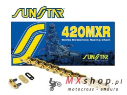 SUNSTAR ŁAŃCUCH NAPĘDOWY 420MXR-130G (420NZ3) MOTOCROSS DO 150 CCM (KOLOR ZŁOTY) (22,2KN) OTWARTY + ZAPINKA