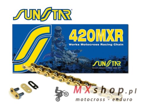 SUNSTAR ŁAŃCUCH NAPĘDOWY 420MXR-140G (420NZ3) MOTOCROSS DO 150 CCM (KOLOR ZŁOTY) (22,2KN) OTWARTY + ZAPINKA SUNSTAR ŁAŃCUCH NAPĘDOWY 420MXR-140G (420NZ3) MOTOCROSS DO 150 CCM (KOLOR ZŁOTY) (22,2KN) OTWARTY + ZAPINKA